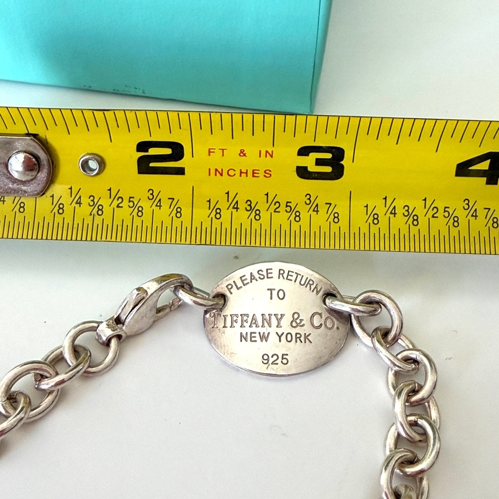 TIFFANY & Co. Return to Tiffany Oval Tag Sterling Silver Necklace 15''L - Picture 6 of 6